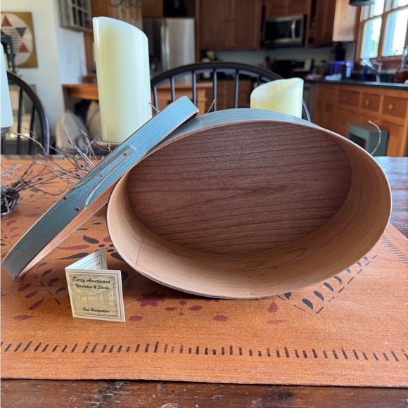 Blue Gray Shaker Bentwood Oval Pantry Box #6 - Picture 3 of 5